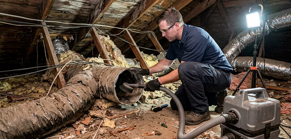 Storm-Damaged Attic Duct Cleaning in College Station