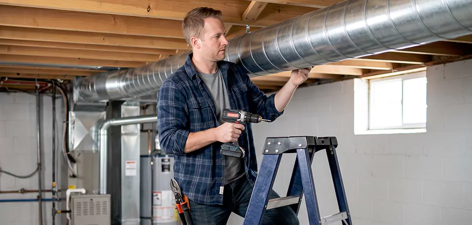 Exposed Spiral Ductwork in College Station