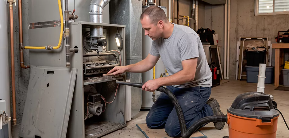 Burner and Heater Compartment Lint Removal in College Station